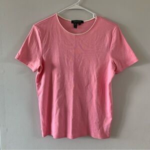 Pink Shirt Crew Neck Short Sleeve Top 100% Cotton Ralph Lauren Size Medium